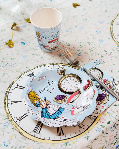 Blue Alice in Wonderland Recyclable Paper Plates - 12 Pack